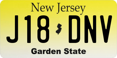 NJ license plate J18DNV
