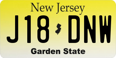 NJ license plate J18DNW