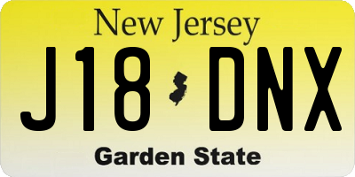 NJ license plate J18DNX