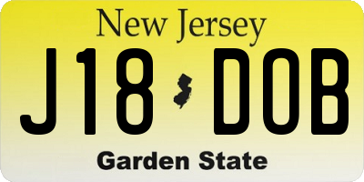 NJ license plate J18DOB