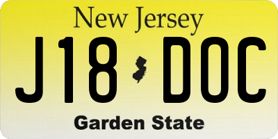 NJ license plate J18DOC