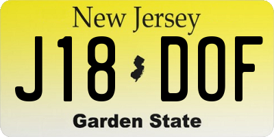 NJ license plate J18DOF