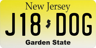 NJ license plate J18DOG