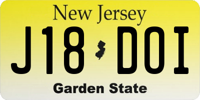 NJ license plate J18DOI