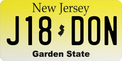NJ license plate J18DON