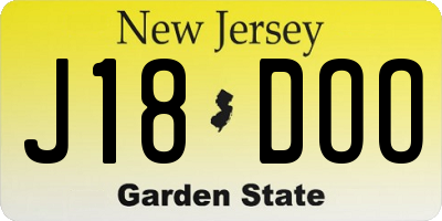 NJ license plate J18DOO