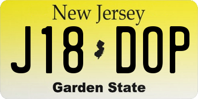 NJ license plate J18DOP