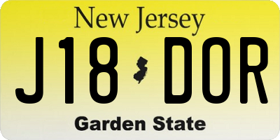 NJ license plate J18DOR