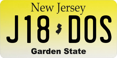 NJ license plate J18DOS
