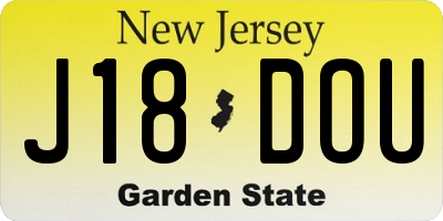 NJ license plate J18DOU