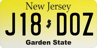 NJ license plate J18DOZ