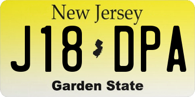 NJ license plate J18DPA
