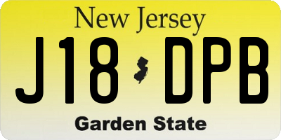 NJ license plate J18DPB