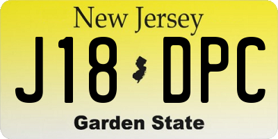 NJ license plate J18DPC