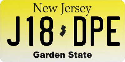 NJ license plate J18DPE