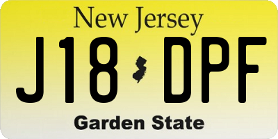 NJ license plate J18DPF