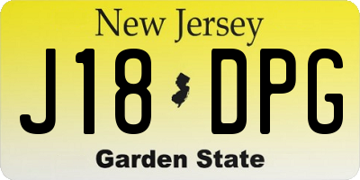 NJ license plate J18DPG