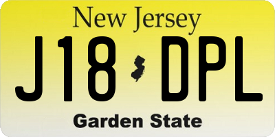 NJ license plate J18DPL