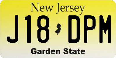 NJ license plate J18DPM