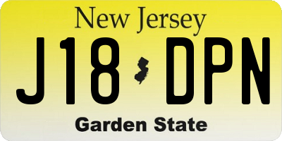 NJ license plate J18DPN