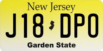 NJ license plate J18DPO
