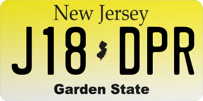NJ license plate J18DPR