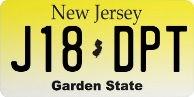 NJ license plate J18DPT