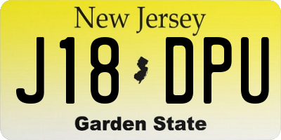 NJ license plate J18DPU