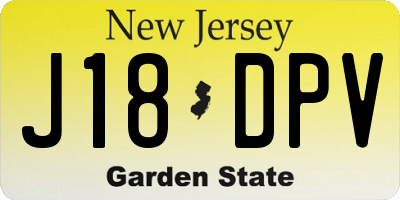 NJ license plate J18DPV