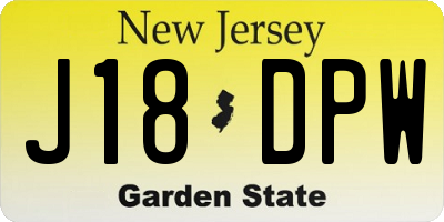 NJ license plate J18DPW