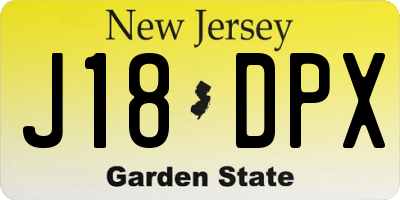 NJ license plate J18DPX