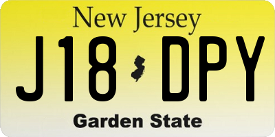 NJ license plate J18DPY
