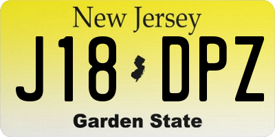 NJ license plate J18DPZ