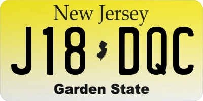 NJ license plate J18DQC