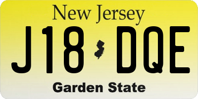 NJ license plate J18DQE