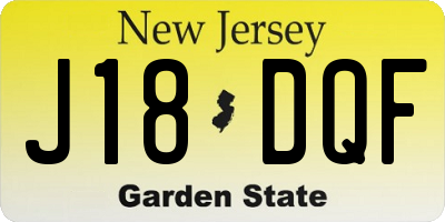NJ license plate J18DQF