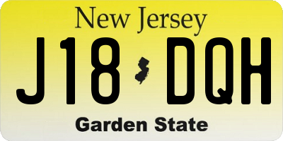 NJ license plate J18DQH