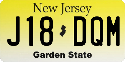 NJ license plate J18DQM