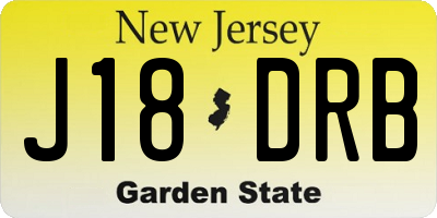 NJ license plate J18DRB