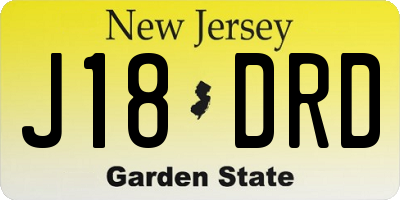 NJ license plate J18DRD