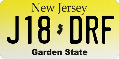 NJ license plate J18DRF