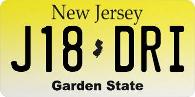NJ license plate J18DRI
