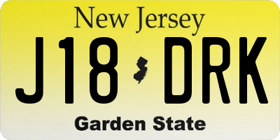 NJ license plate J18DRK