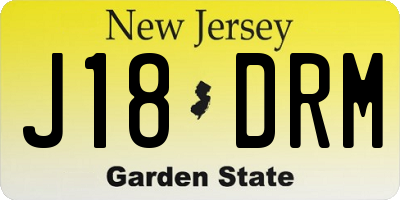 NJ license plate J18DRM