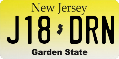 NJ license plate J18DRN