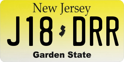NJ license plate J18DRR