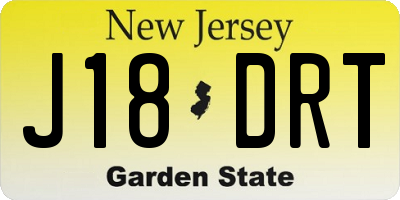 NJ license plate J18DRT