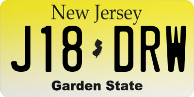 NJ license plate J18DRW