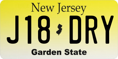 NJ license plate J18DRY