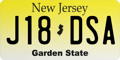 NJ license plate J18DSA